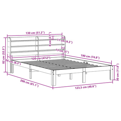 Letto senza Materasso Marrone Cera 120x190 cm in Legno di Pino