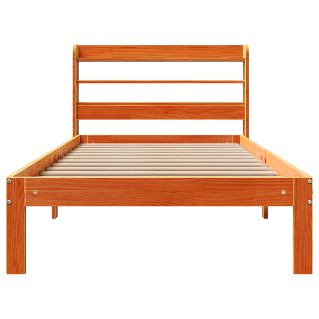 Letto senza Materasso Marrone Cera 90x200 cm Legno di Pino