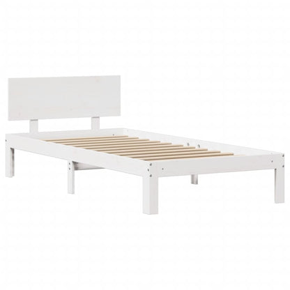 Giroletto con Testiera Bianco 90x200 cm Legno Massello di Pino