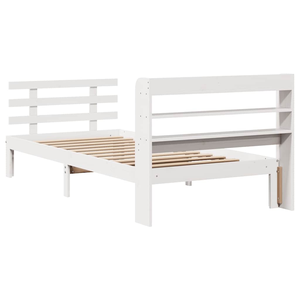 Giroletto con Testiera Bianco 75x190 cm Legno Massello di Pino | homemem39