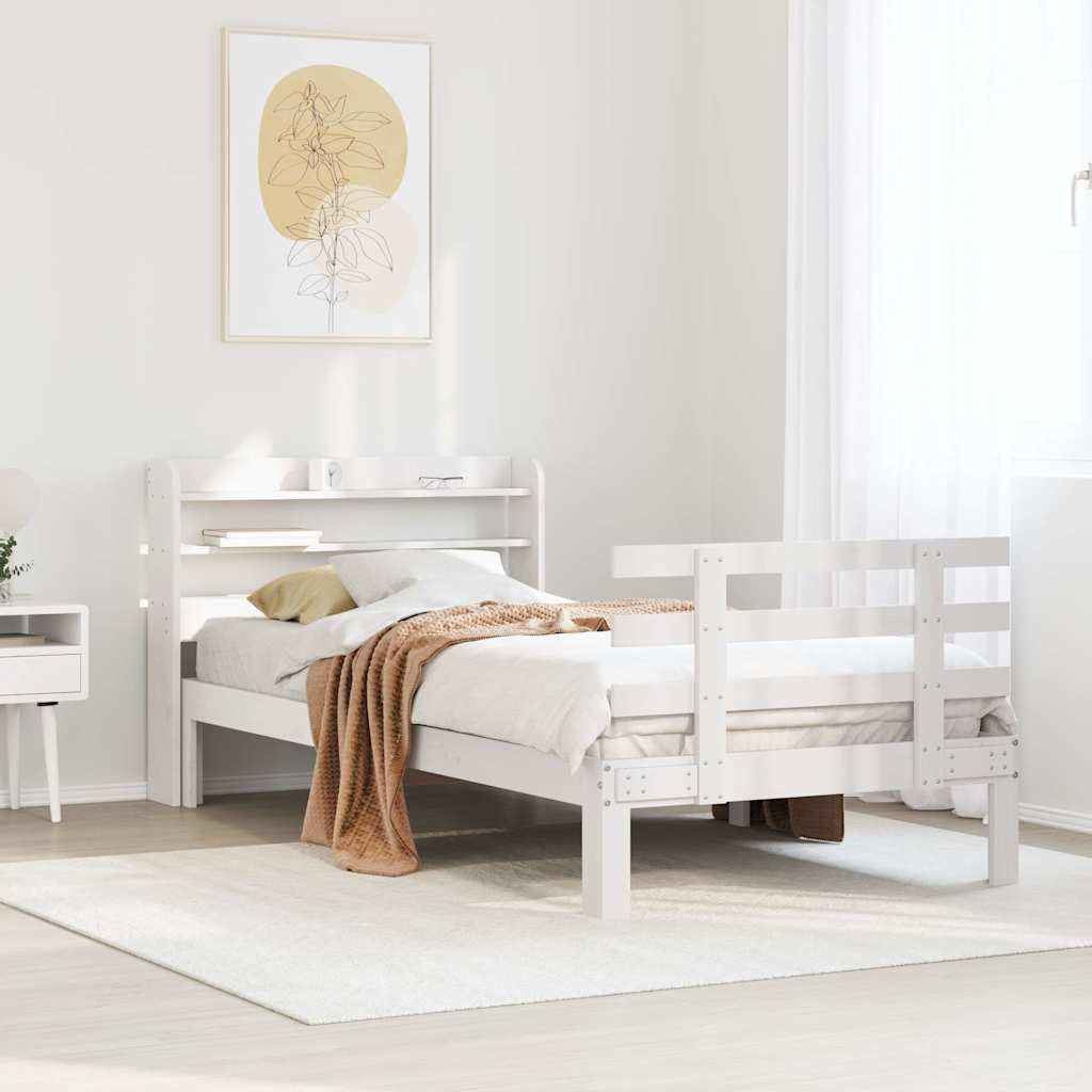 Giroletto con Testiera Bianco 75x190 cm Legno Massello di Pino | homemem39