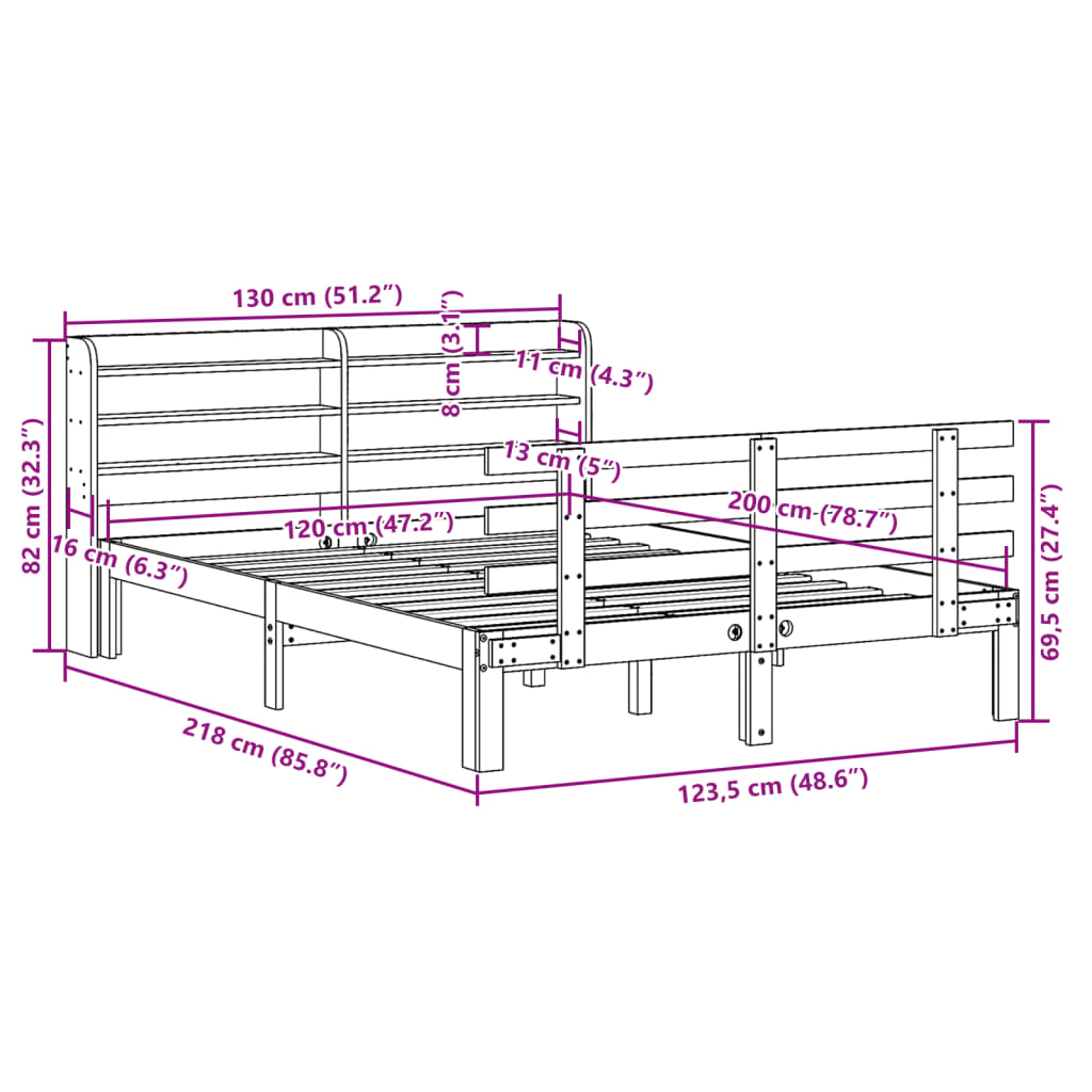 Giroletto con Testiera senza Materasso Bianco 120x200 cm | homemem39