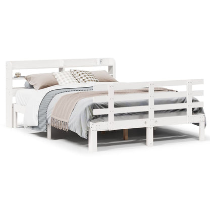 Giroletto con Testiera Bianco 150x200 cm Legno Massello di Pino | homemem39