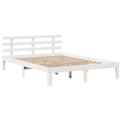 Giroletto con Testiera Bianco 150x200 cm Legno Massello di Pino | homemem39