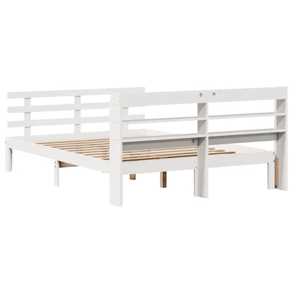 Giroletto con Testiera Bianco 150x200 cm Legno Massello di Pino | homemem39