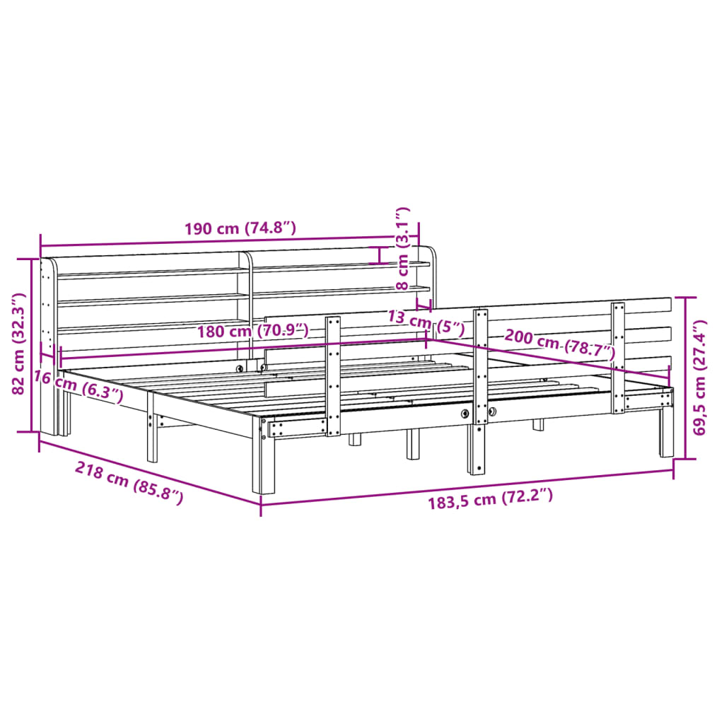 Giroletto con Testiera senza Materasso Bianco 180x200 cm | homemem39