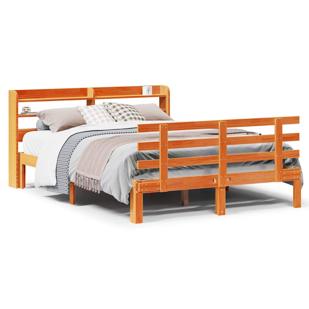 Giroletto con Testiera Marrone Cera 150x200 cm Massello Pino | homemem39