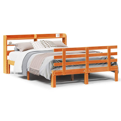 Giroletto con Testiera Marrone Cera 150x200 cm Massello Pino | homemem39
