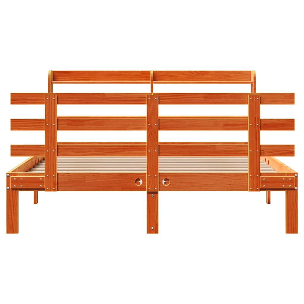 Giroletto con Testiera Marrone Cera 150x200 cm Massello Pino | homemem39