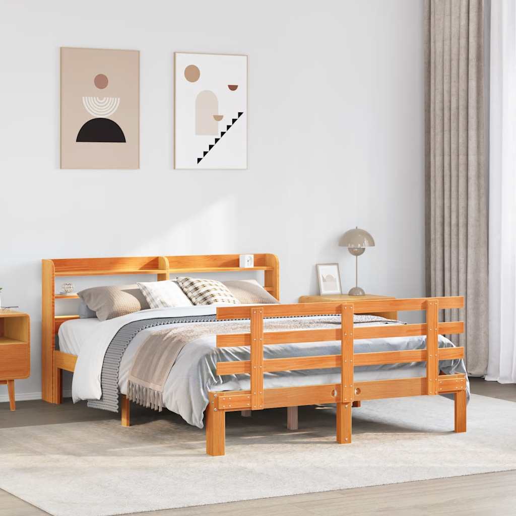 Giroletto con Testiera Marrone Cera 150x200 cm Massello Pino | homemem39
