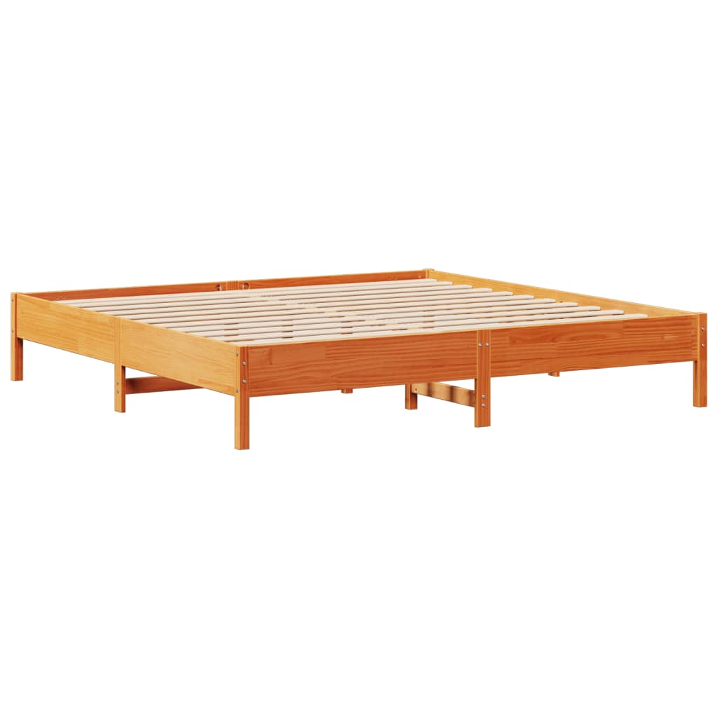 Letto senza Materasso Marrone Cera 200x200 cm in Legno di Pino