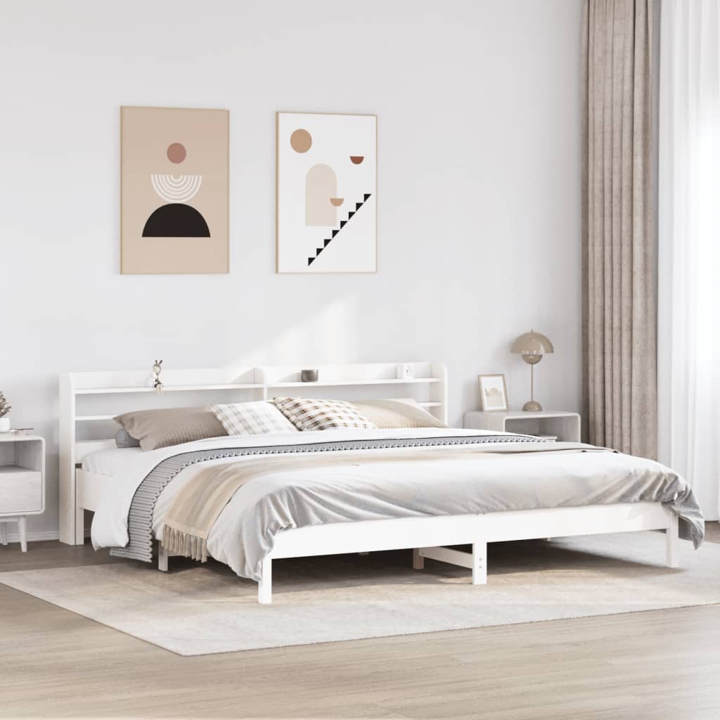 Letto senza Materasso Bianco 180x200 cm Legno Massello di Pino