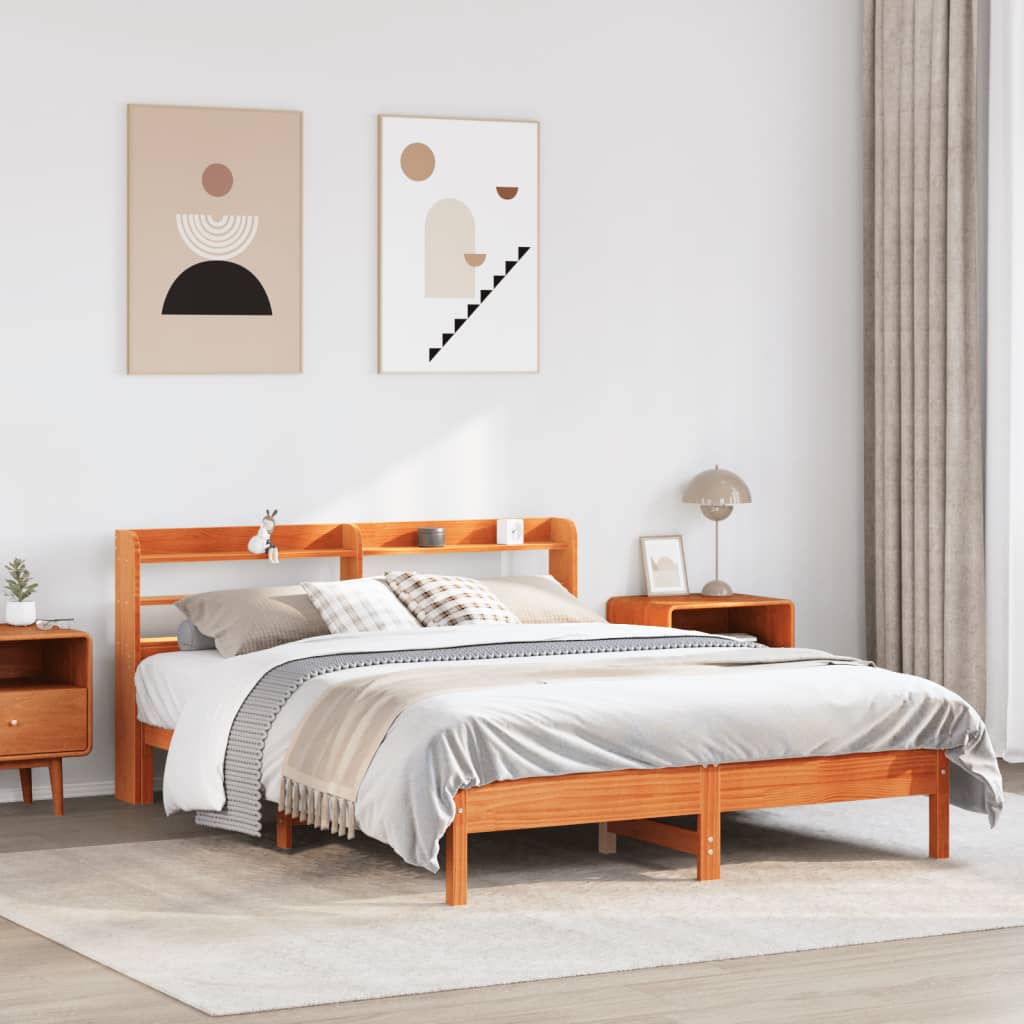 Letto senza Materasso Marrone Cera 160x200 cm in Legno di Pino