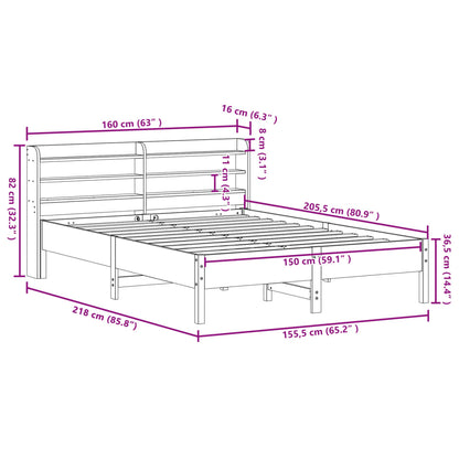 Letto senza Materasso Marrone Cera 150x200 cm in Legno di Pino