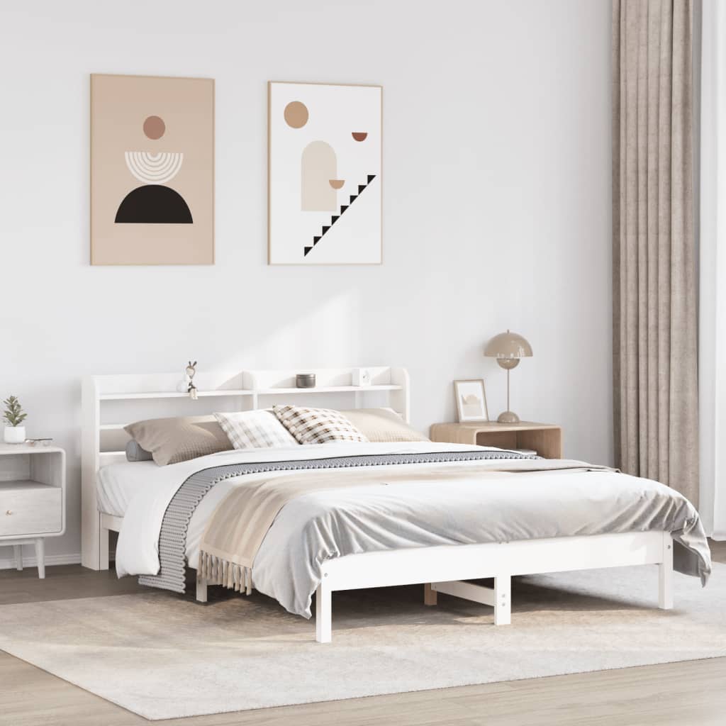 Letto senza Materasso Bianco 140x200 cm Legno Massello di Pino