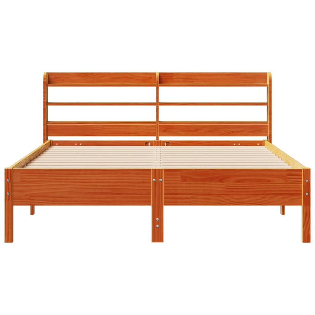 Letto senza Materasso Marrone Cera 135x190 cm in Legno di Pino