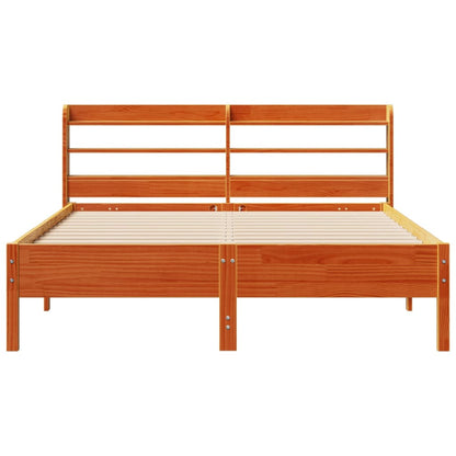 Letto senza Materasso Marrone Cera 135x190 cm in Legno di Pino