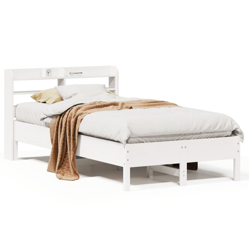 Letto senza Materasso Bianco 120x190 cm Legno Massello di Pino