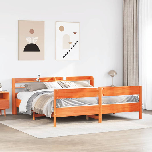 Letto senza Materasso Marrone Cera 200x200 cm in Legno di Pino