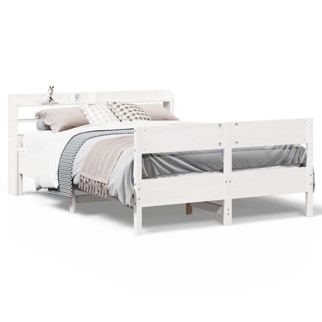 Letto senza Materasso Bianco 150x200 cm Legno Massello di Pino - homemem39