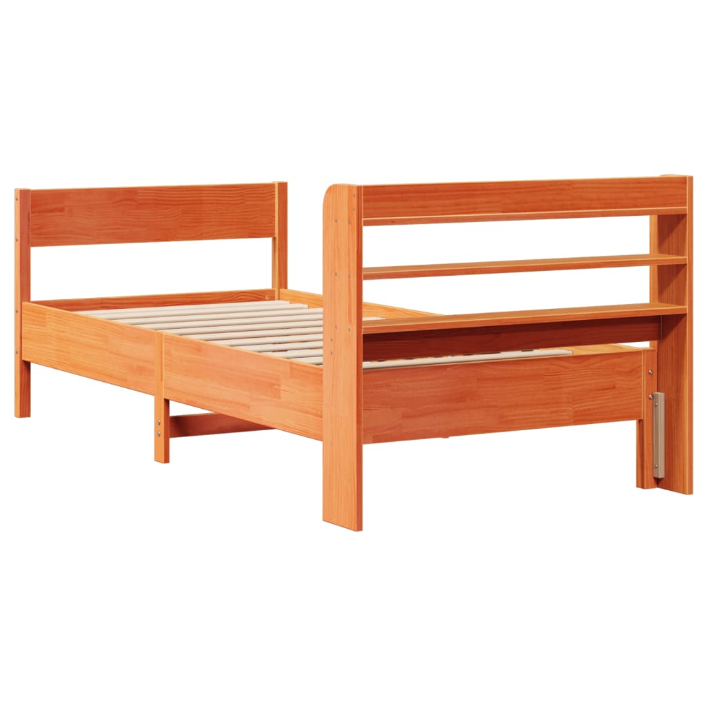 Letto senza Materasso Marrone Cera 100x200 cm in Legno di Pino