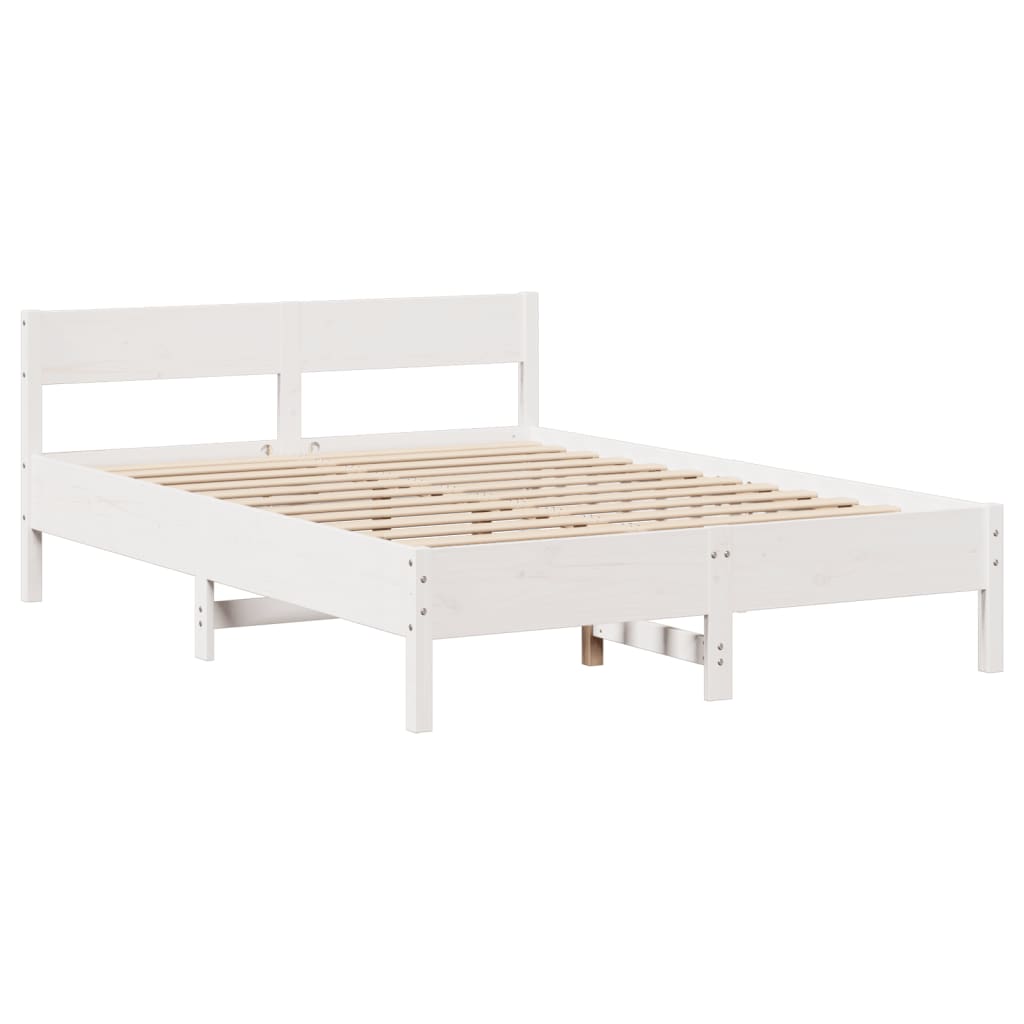 Letto senza Materasso Bianco 140x190 cm Legno Massello di Pino