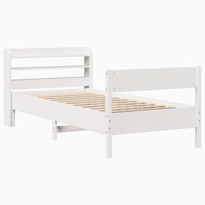 Letto senza Materasso Bianco 75x190 in Legno Massello di Pino