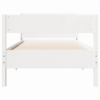 Letto senza Materasso Bianco 75x190 in Legno Massello di Pino