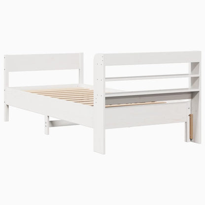 Letto senza Materasso Bianco 75x190 in Legno Massello di Pino