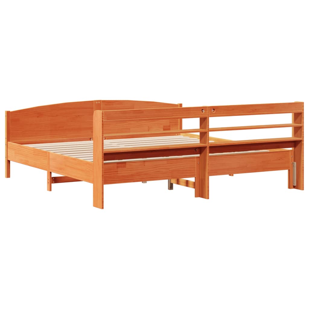 Letto senza Materasso Marrone Cera 200x200 cm in Legno di Pino | homemem39