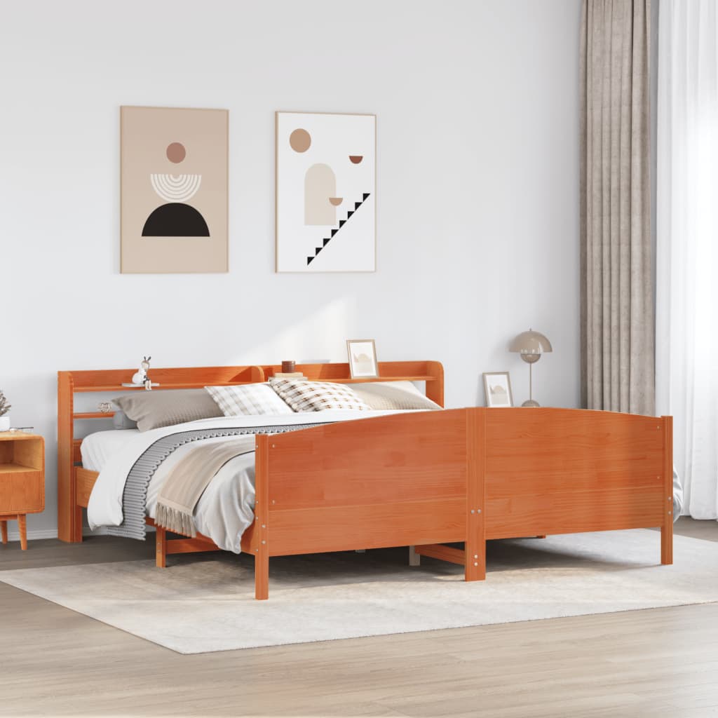 Letto senza Materasso Marrone Cera 200x200 cm in Legno di Pino | homemem39