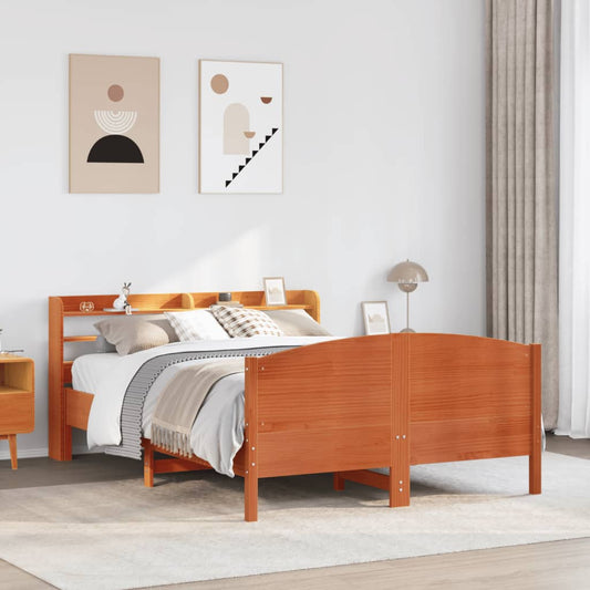 Letto senza Materasso Marrone Cera 150x200 cm in Legno di Pino