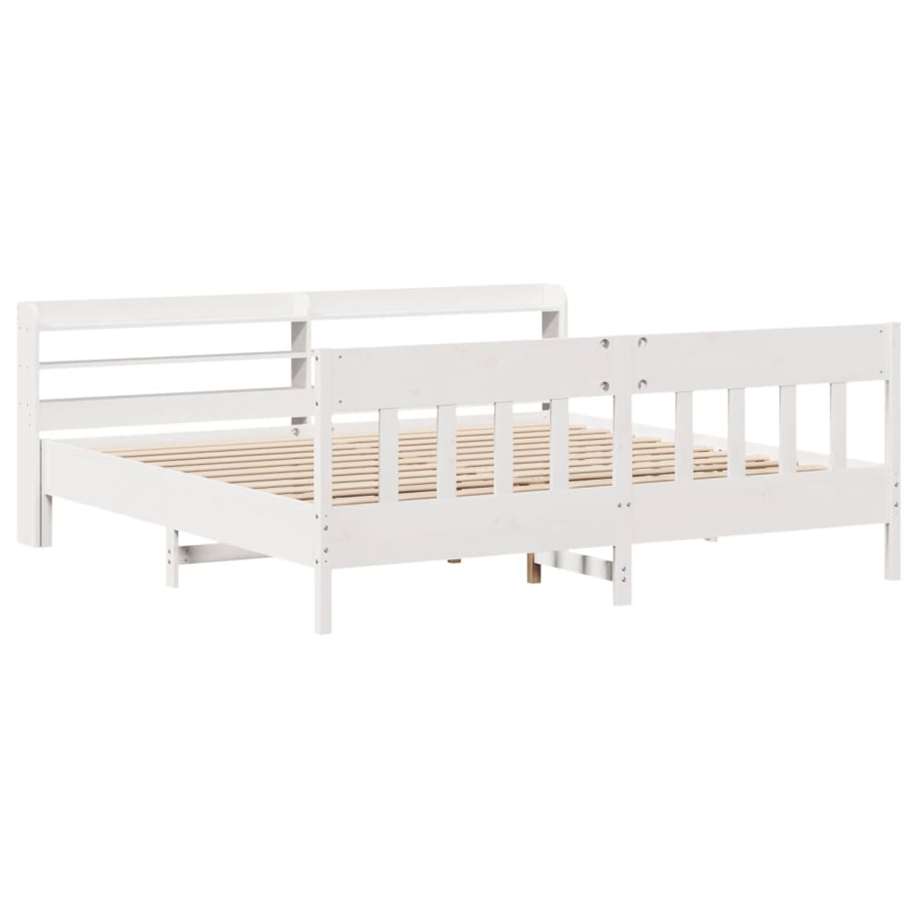 Giroletto senza Materasso Bianco 200x200 cm Legno Massello Pino | homemem39