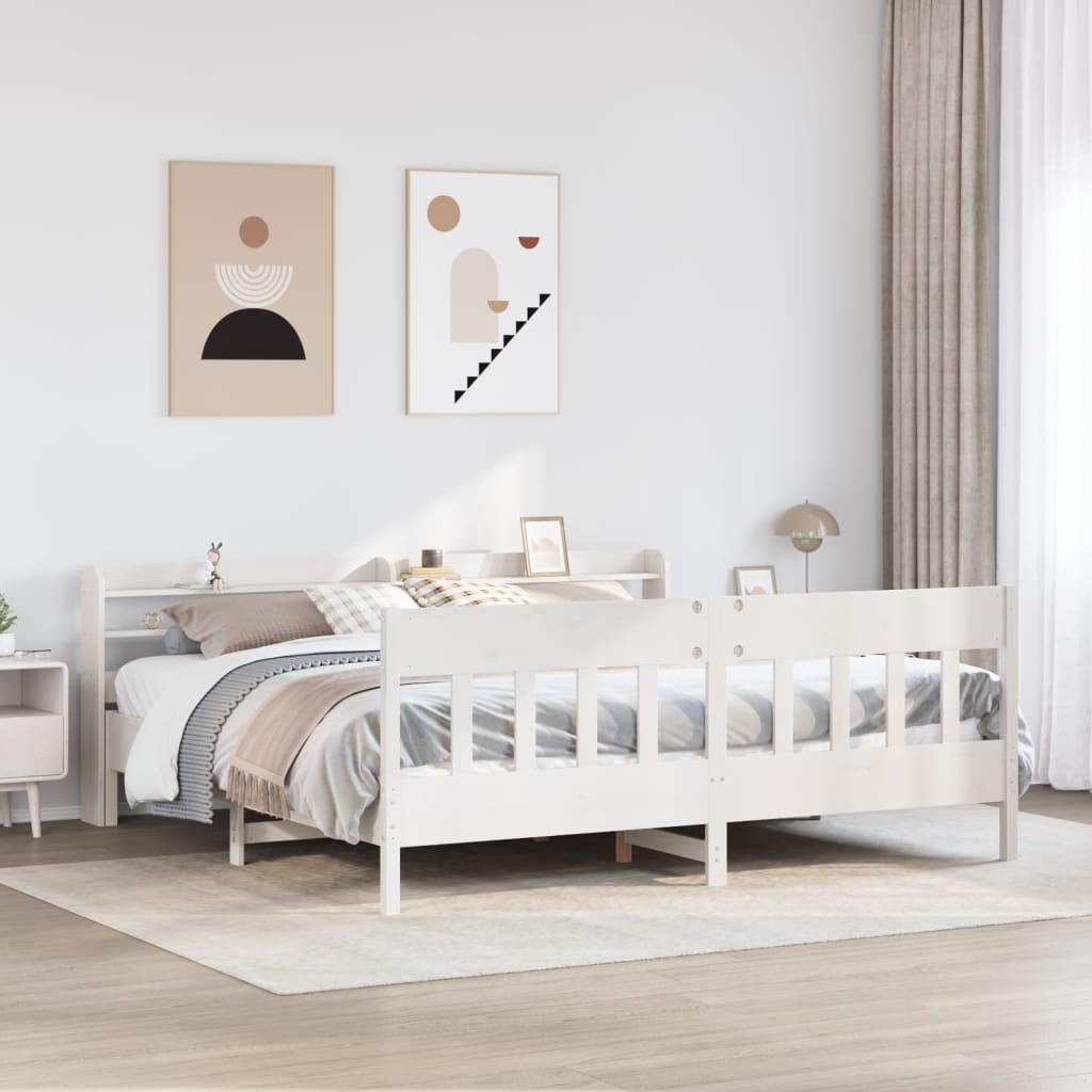 Giroletto senza Materasso Bianco 200x200 cm Legno Massello Pino | homemem39