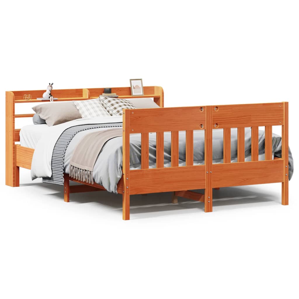 Letto senza Materasso Marrone Cera 150x200 cm in Legno di Pino | homemem39