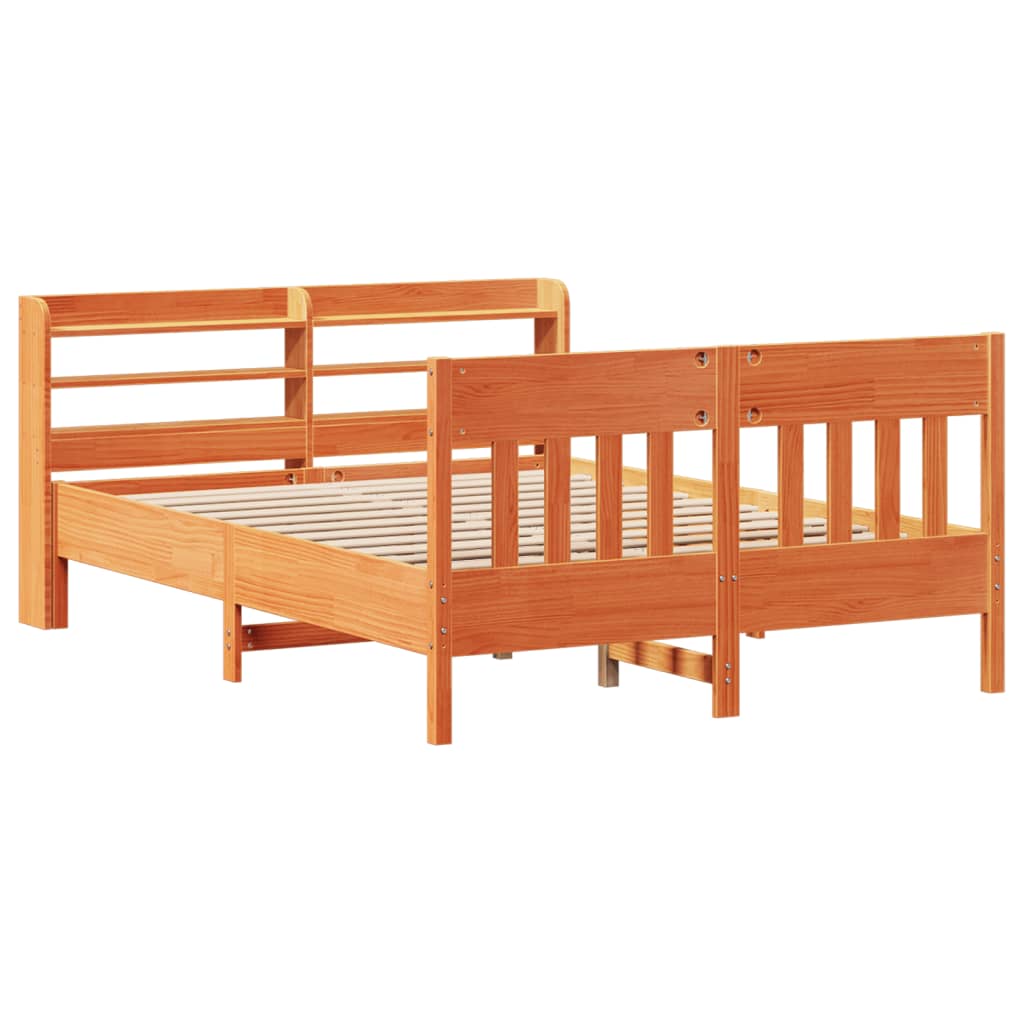 Letto senza Materasso Marrone Cera 150x200 cm in Legno di Pino | homemem39