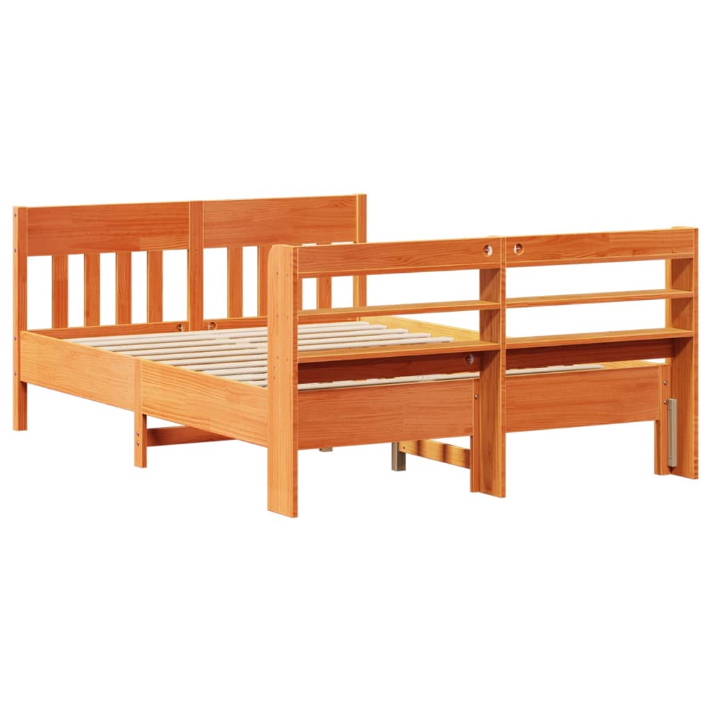 Letto senza Materasso Marrone Cera 150x200 cm in Legno di Pino | homemem39