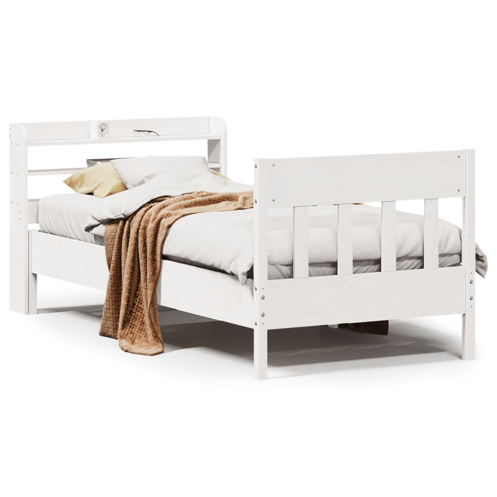 Letto senza Materasso Bianco 90x200 cm Legno Massello di Pino - homemem39