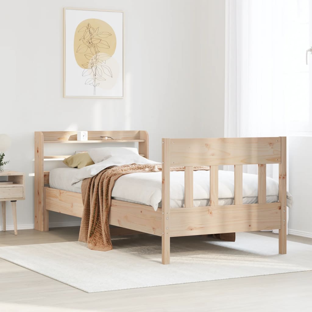 Letto senza Materasso 90x190 cm in Legno Massello di Pino - homemem39