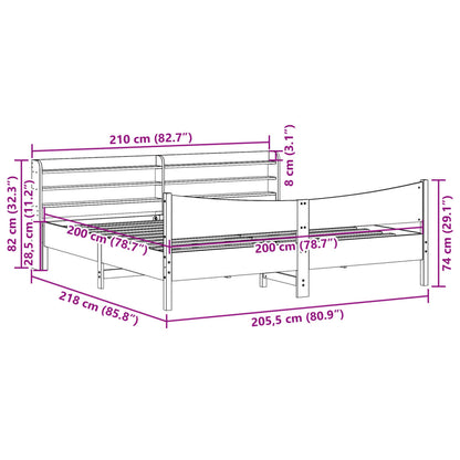 Giroletto con Testiera Marrone Cera 200x200 cm Massello Pino | homemem39