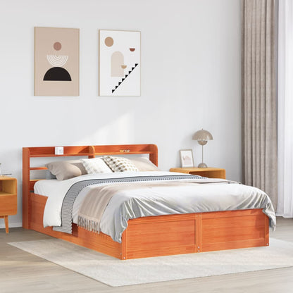 Giroletto con Testiera Marrone Cera 140x200 cm Massello Pino | homemem39
