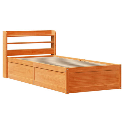Giroletto con Testiera Marrone Cera 100x200 cm Massello Pino | homemem39