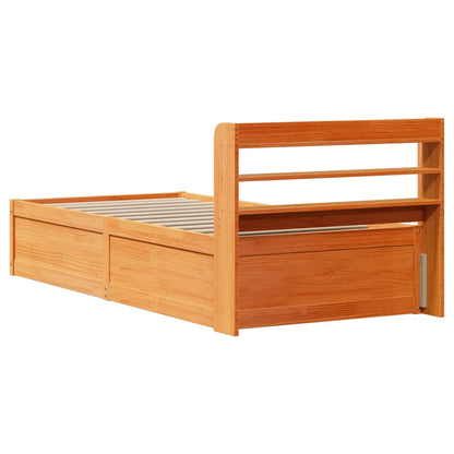Giroletto con Testiera Marrone Cera 100x200 cm Massello Pino | homemem39