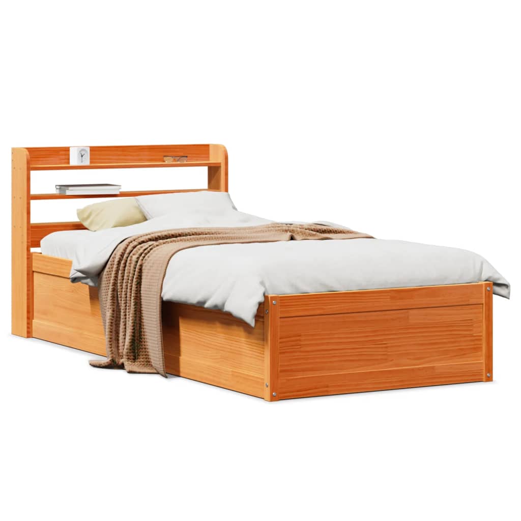 Giroletto con Testiera Marrone Cera 100x200 cm Massello Pino | homemem39