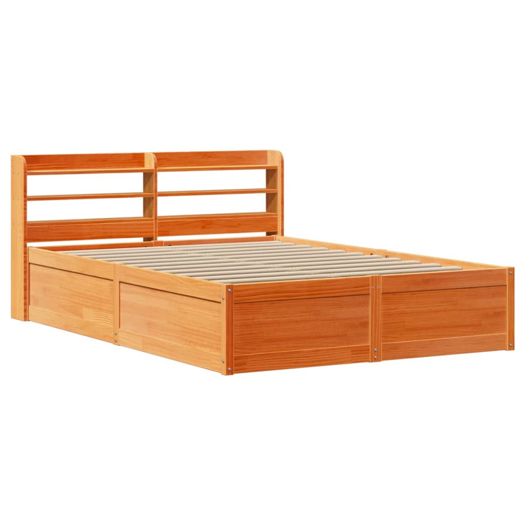 Giroletto con Testiera Marrone Cera 140x190 cm Massello Pino | homemem39
