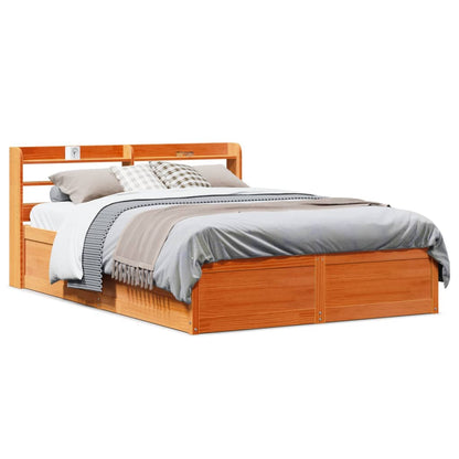 Giroletto con Testiera Marrone Cera 140x190 cm Massello Pino | homemem39