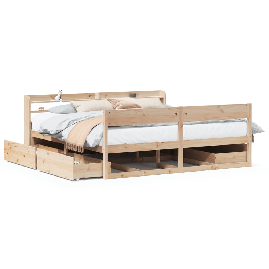 Letto senza Materasso 200x200 cm in Legno Massello di Pino - homemem39