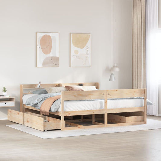 Letto senza Materasso 200x200 cm in Legno Massello di Pino - homemem39