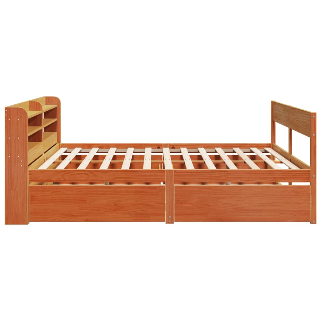 Letto senza Materasso Marrone Cera 200x200 cm in Legno di Pino