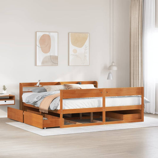 Letto senza Materasso Marrone Cera 200x200 cm in Legno di Pino | homemem39